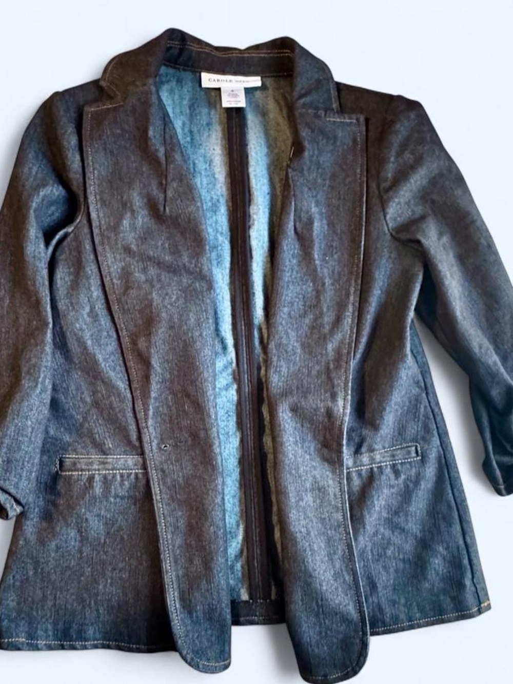 Carole Wren Dark Indigo Denim Blazer with 3/4 sleeves - Picture 4 of 8
